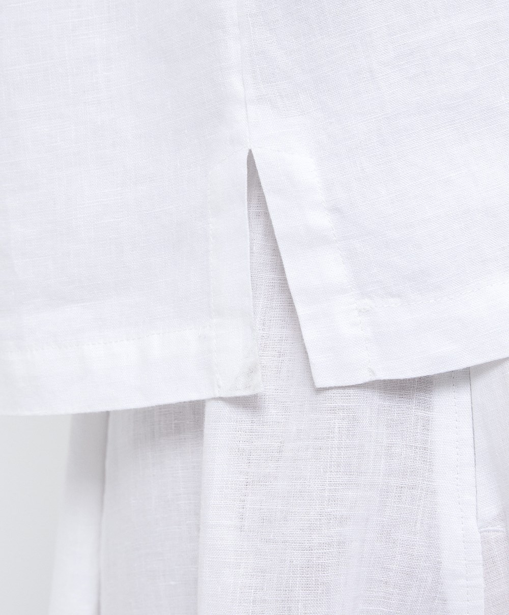 Oysho 100% Linen Shirt Fehér | IXUYVF-430