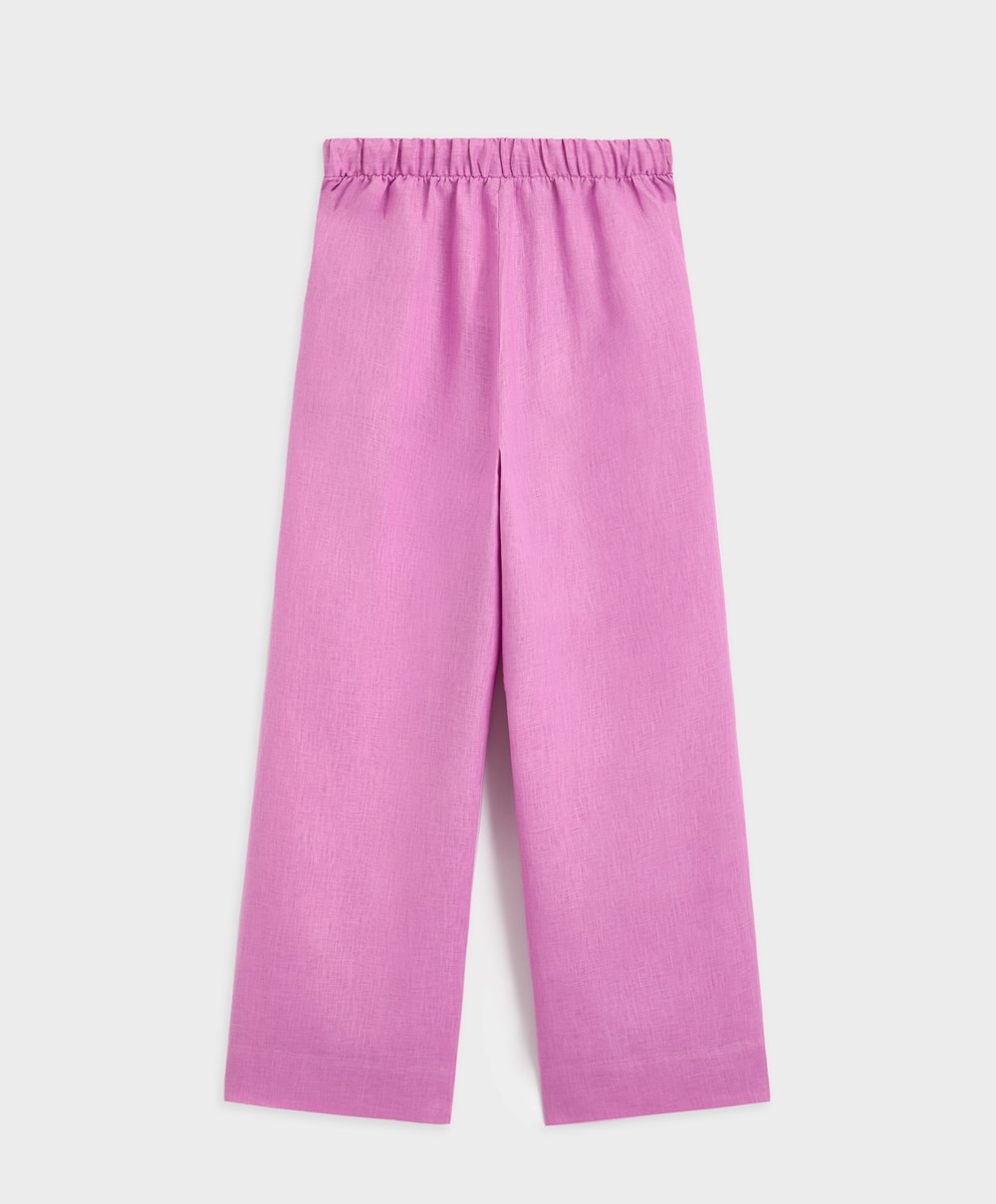 Oysho 100% Linen Széles Cipő Egyenes-leg Trousers Rózsaszín | PTNJSG-784