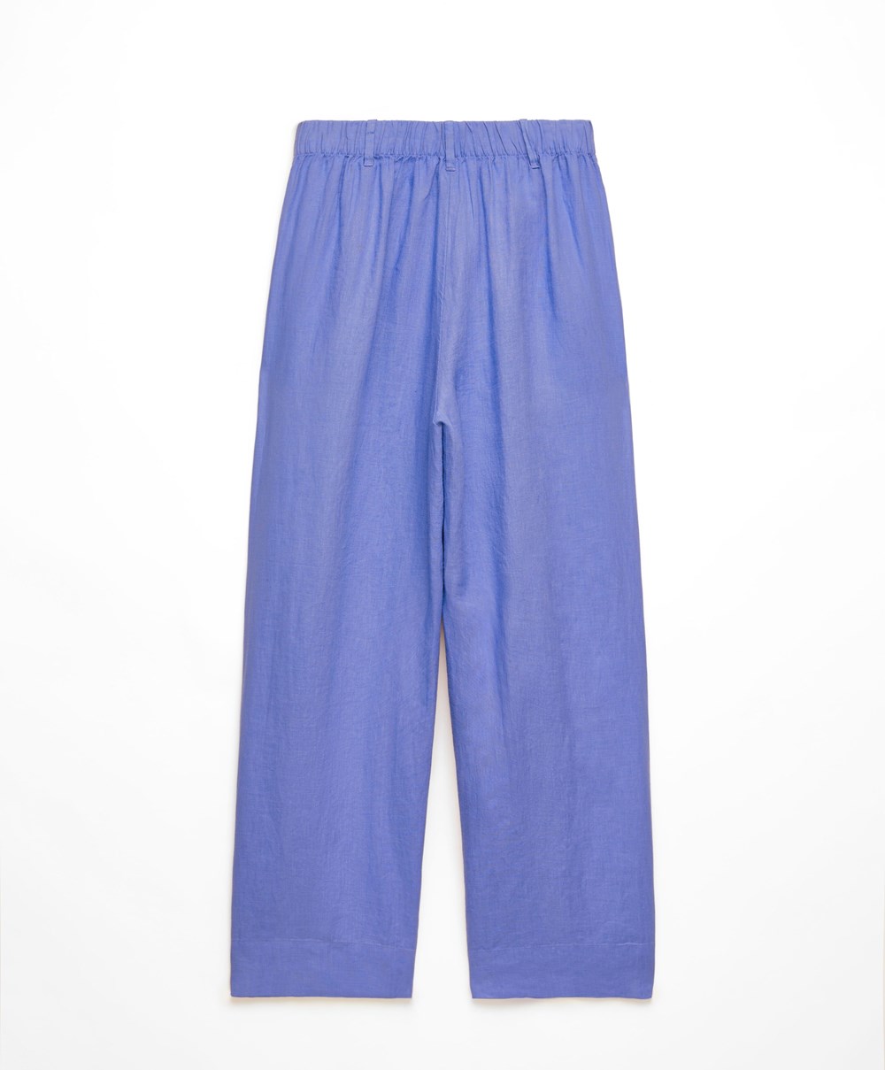 Oysho 100% Linen Széles Cipő-leg Trousers Levendula | IXQKPL-906