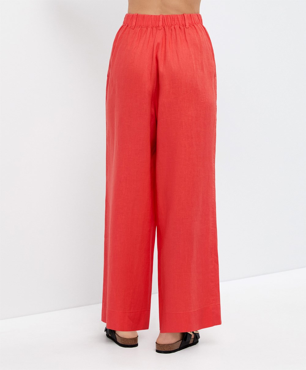 Oysho 100% Linen Széles Cipő-leg Trousers Narancssárga | XFIDCP-910