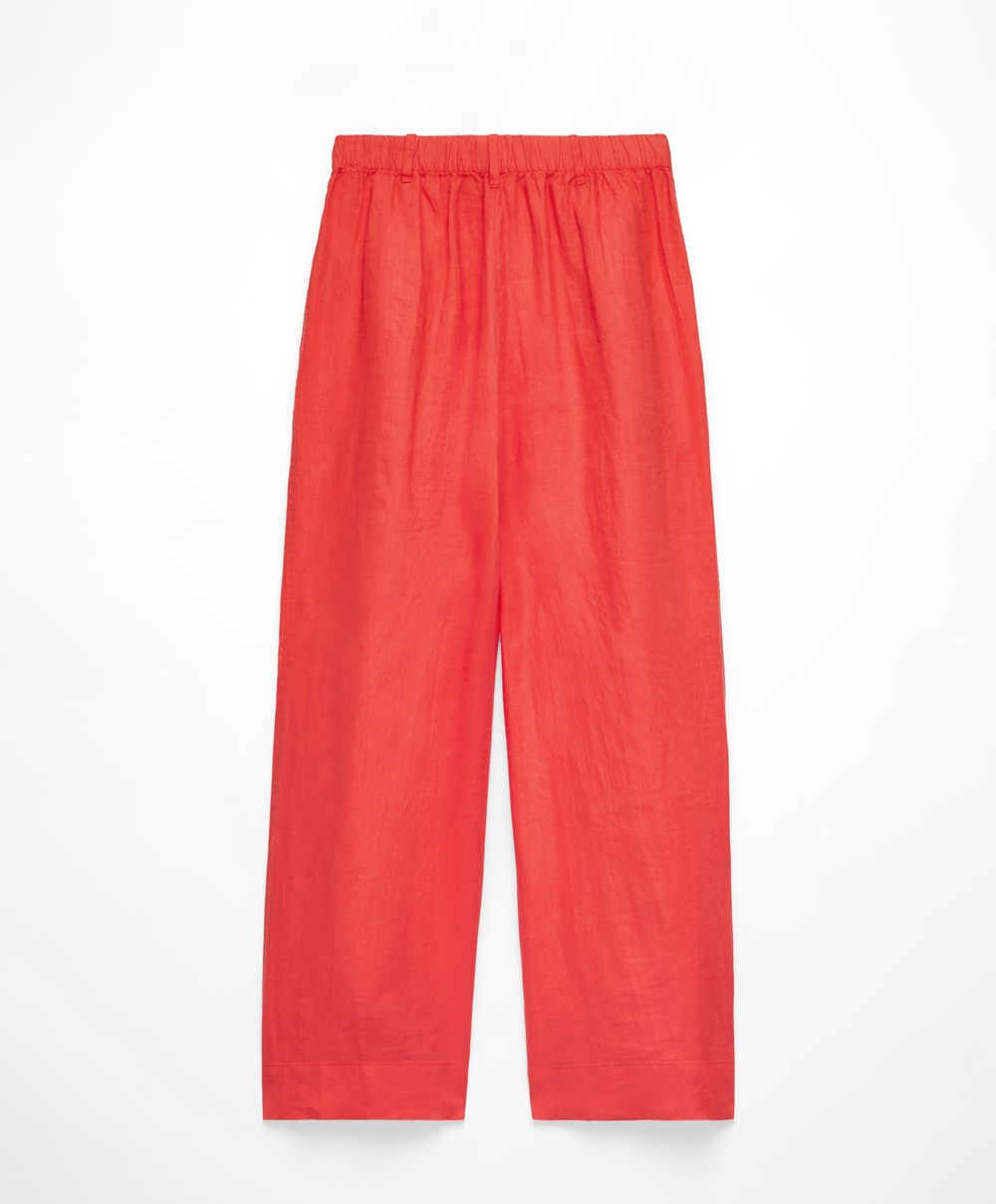 Oysho 100% Linen Széles Cipő-leg Trousers Narancssárga | XFIDCP-910