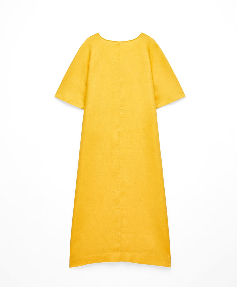 Oysho 100% Linen Tunic Ruha Mid-yellow | DKXGSY-218