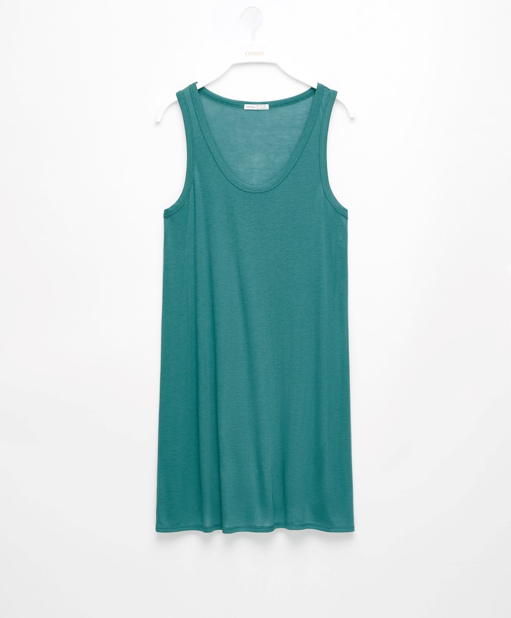 Oysho 100% Lyocell Rövid Nightdress Sötétzöld | XWLANI-538