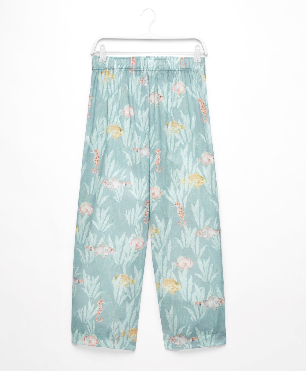 Oysho 100% Pamut Fish Trousers Türkiz | CWNIXT-234