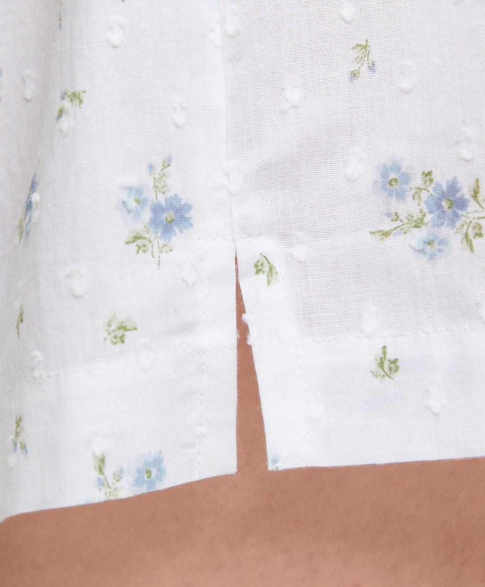 Oysho 100% Pamut Plumeti Printed Shorts Kék | TVCDFL-513