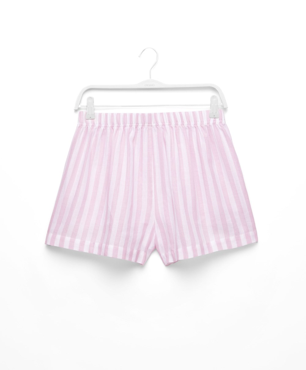 Oysho 100% Pamut Stripe Shorts Levendula | OWUQNZ-420