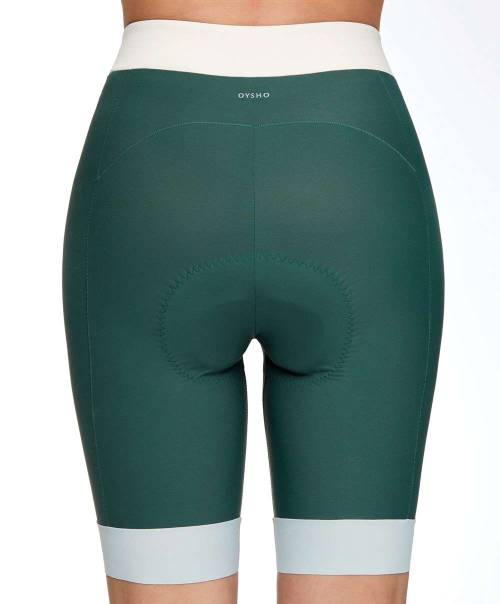 Oysho 20cm Cycling Shorts Zöld | LSDEUH-436