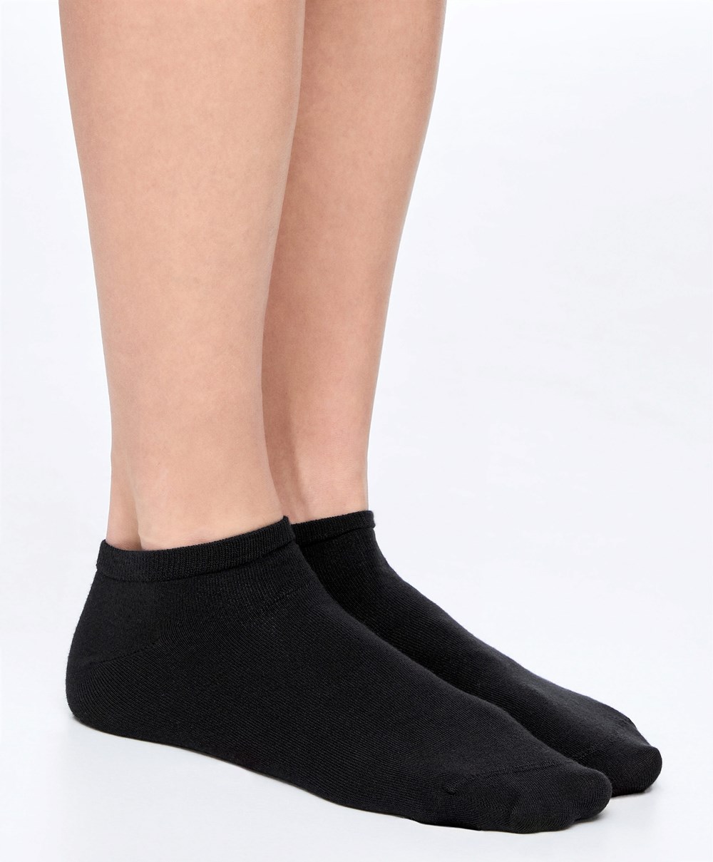 Oysho 2 Pairs Of Modal Trainer Socks Fekete | NAZIHQ-041