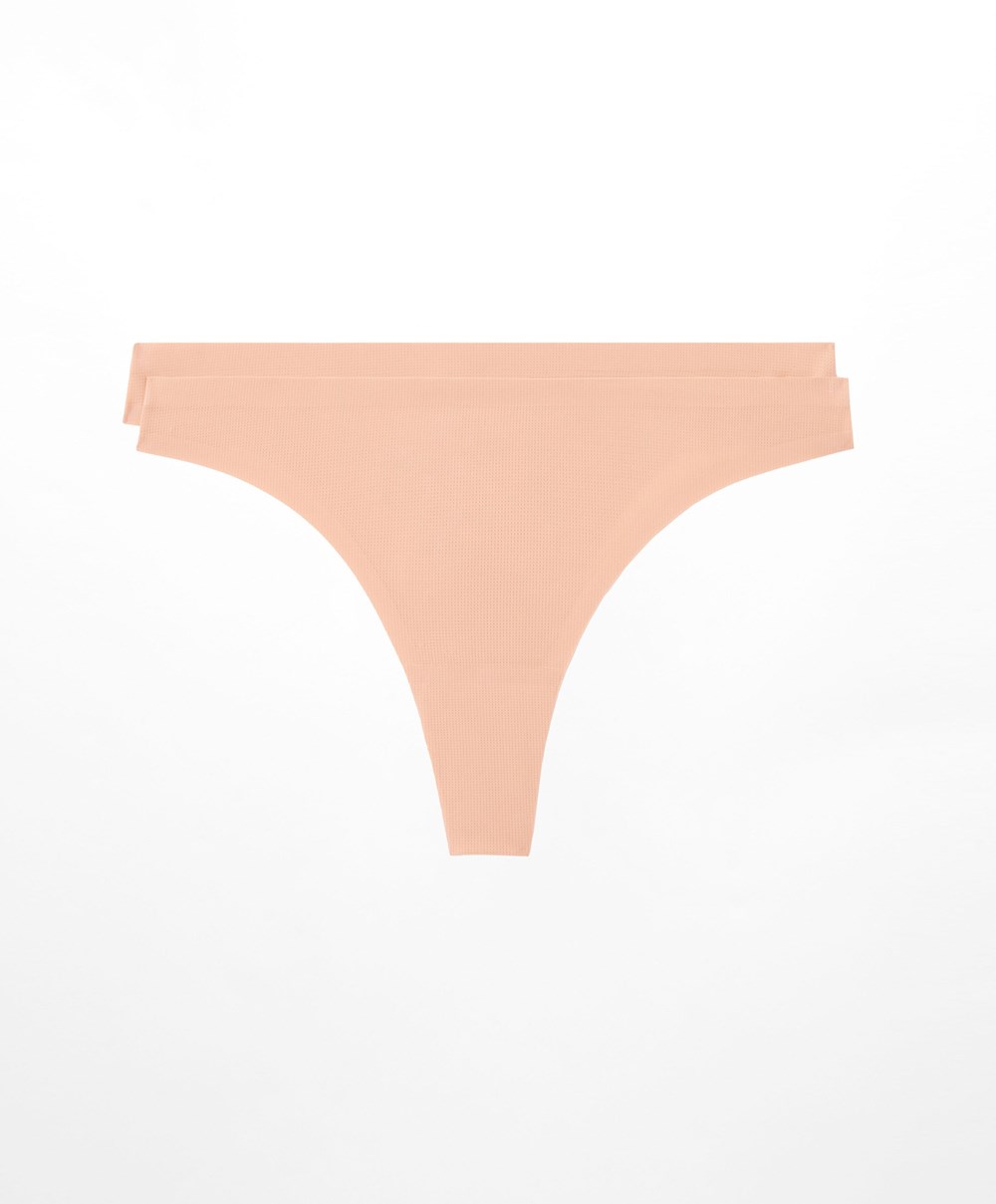 Oysho 2 Polyamide Active Thongs Bézs | HLKVTR-658