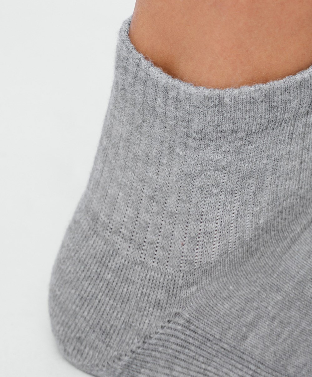 Oysho 3 Pairs Of Pamut Quarter Socks Szürke | UNWZRO-867