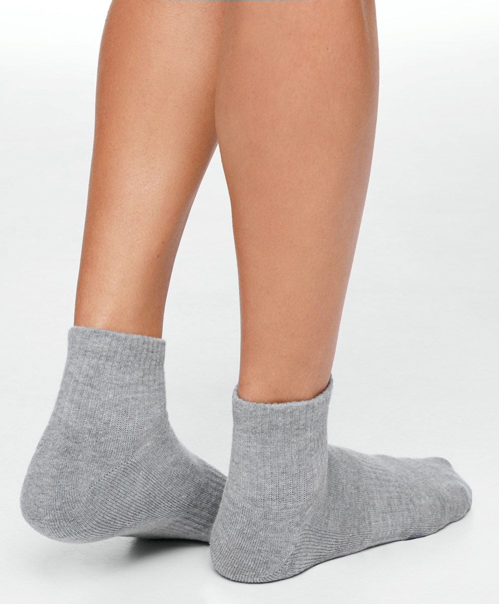 Oysho 3 Pairs Of Pamut Quarter Socks Szürke | UNWZRO-867