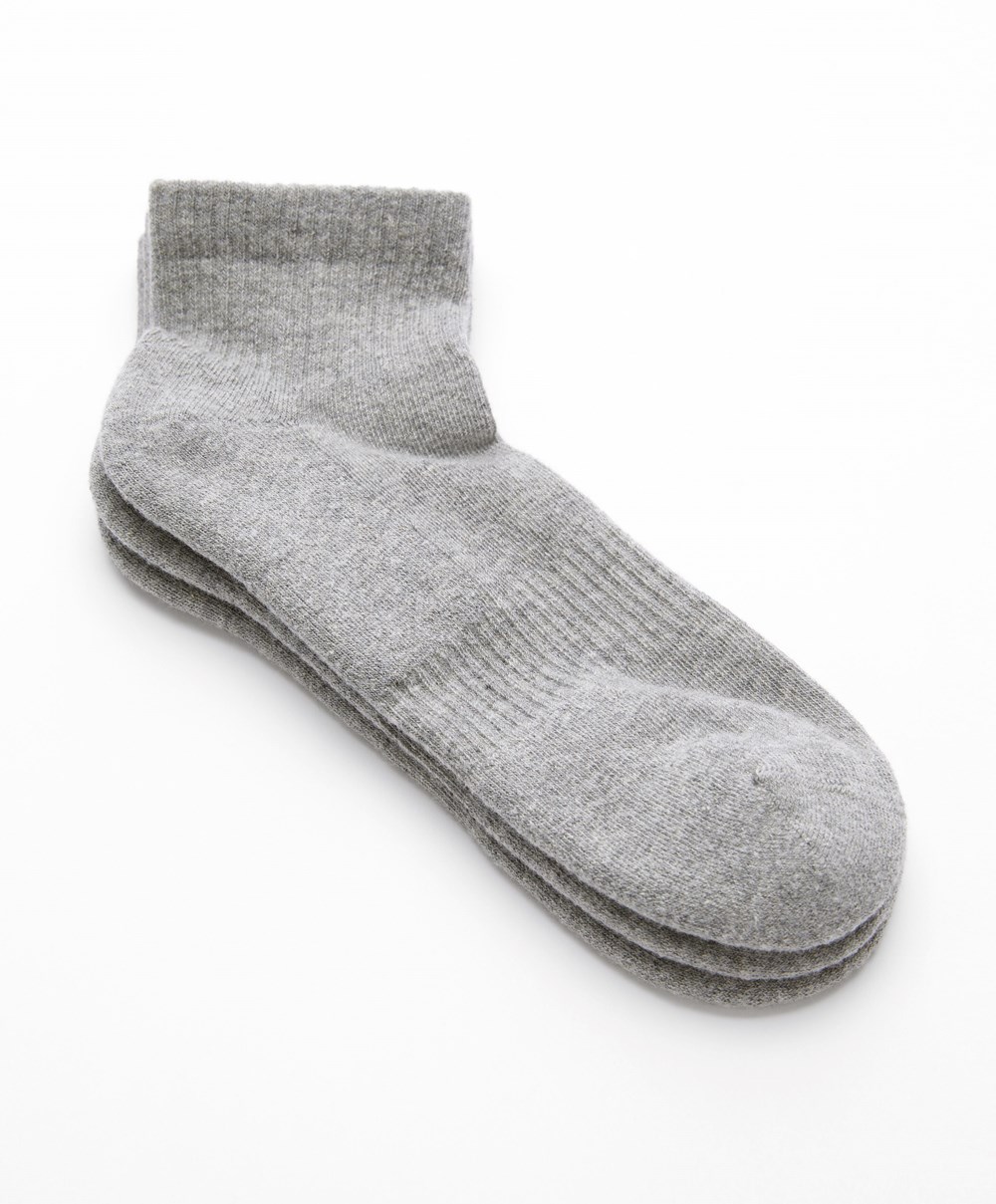 Oysho 3 Pairs Of Pamut Quarter Socks Szürke | UNWZRO-867