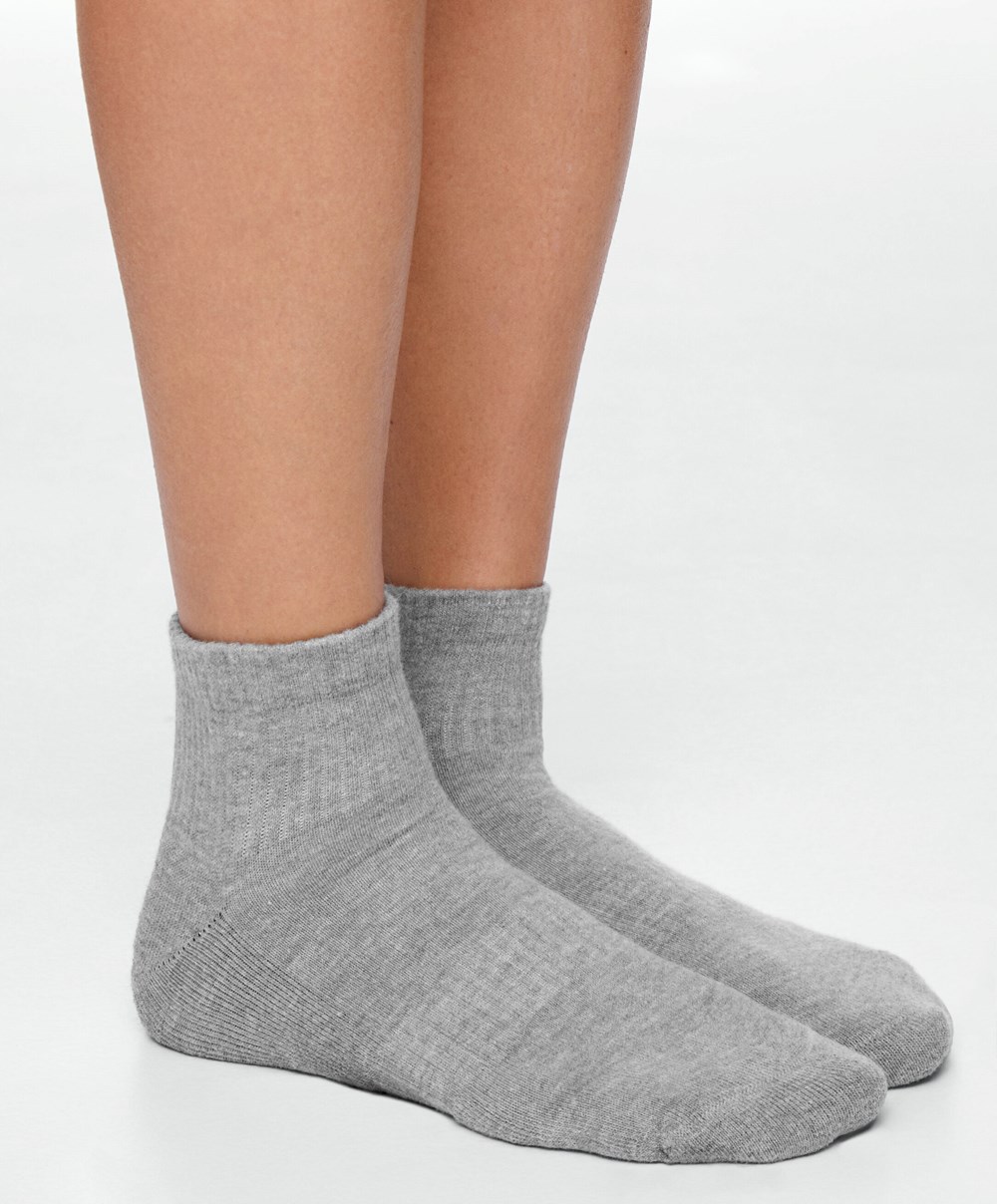 Oysho 3 Pairs Of Pamut Quarter Socks Szürke | UNWZRO-867