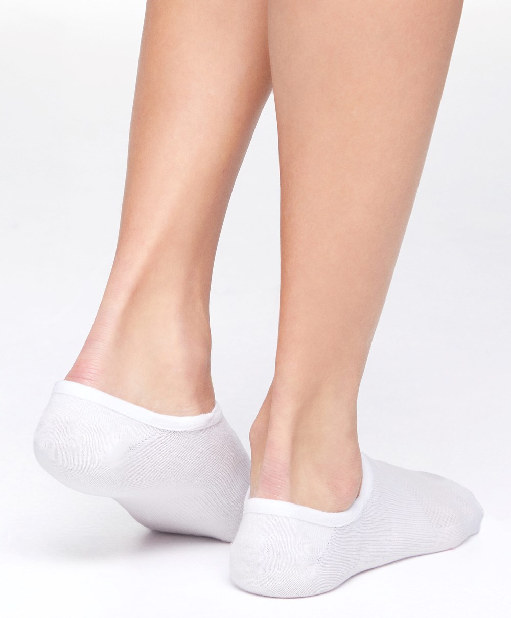 Oysho 3 Pairs Of Pamut Sport Footsies Fehér | IHNOFE-470