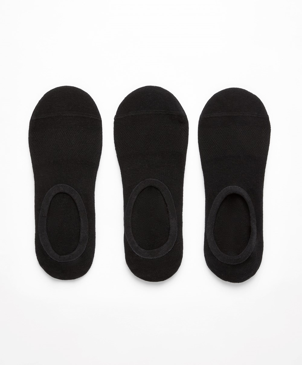 Oysho 3 Pairs Of Pamut Sport Footsies Fekete | UTCQPR-120