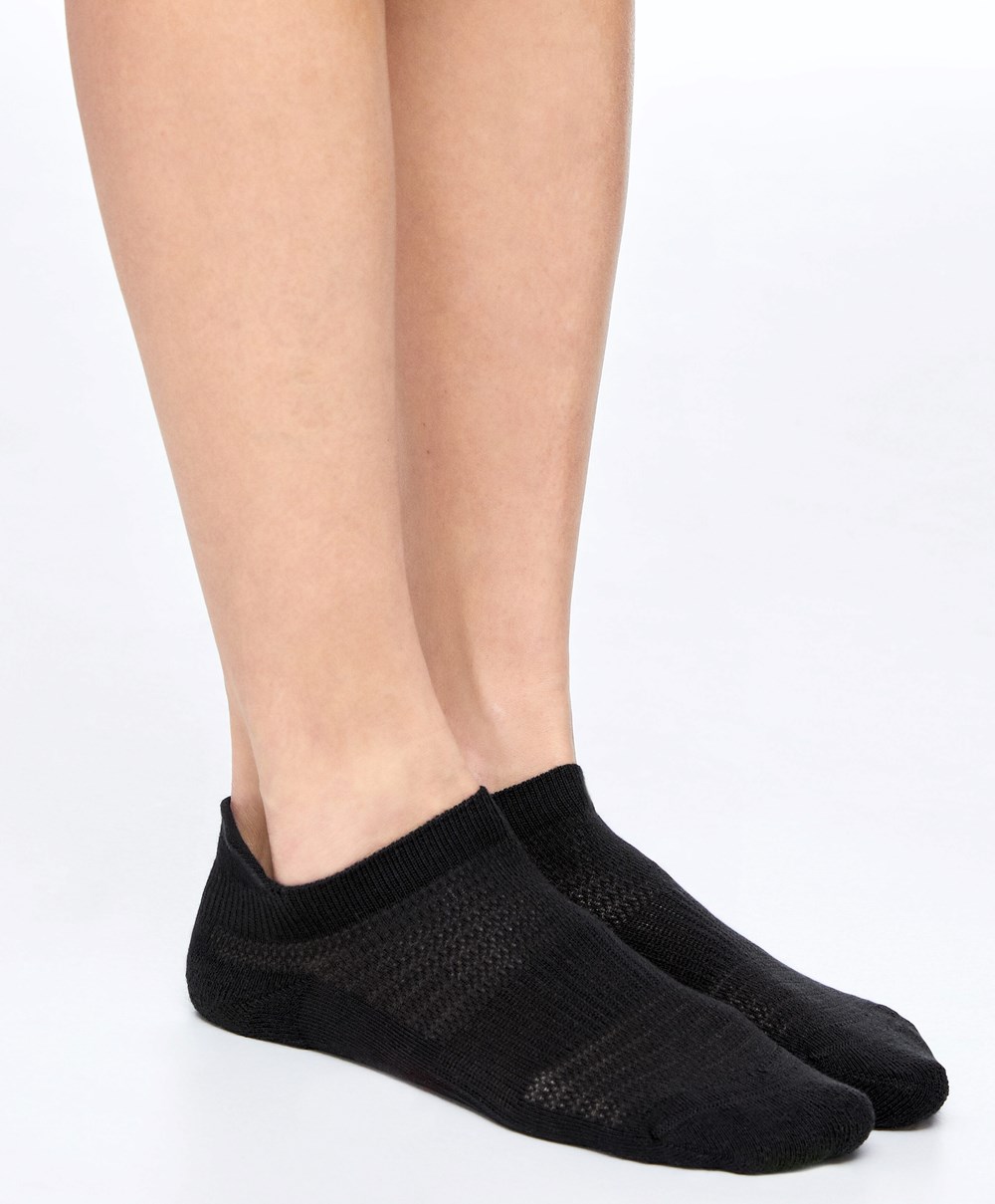 Oysho 3 Pairs Of Pamut Sports Trainer Socks Fekete | GVAWNY-460