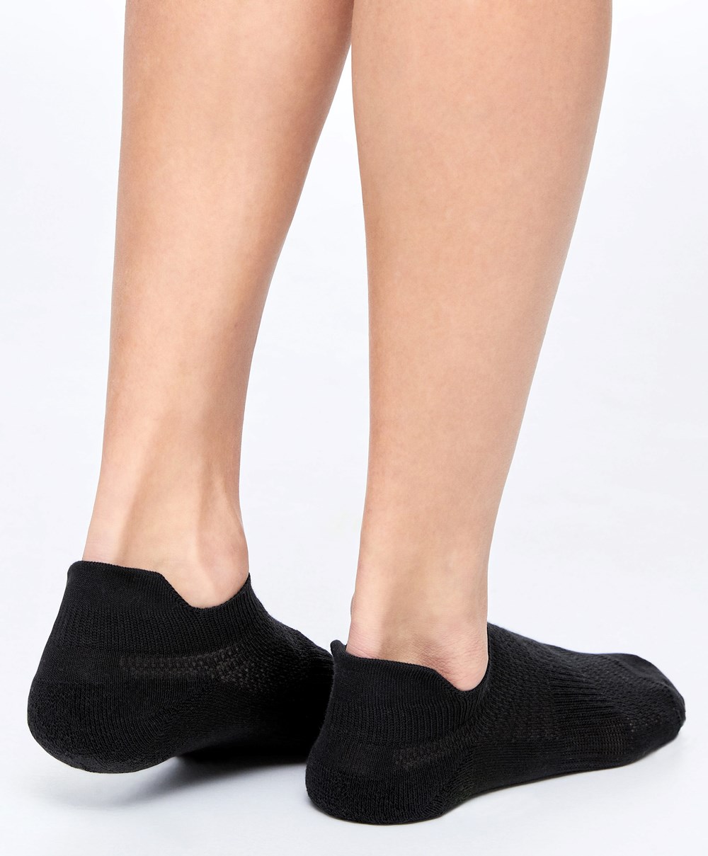 Oysho 3 Pairs Of Pamut Sports Trainer Socks Fekete | GVAWNY-460