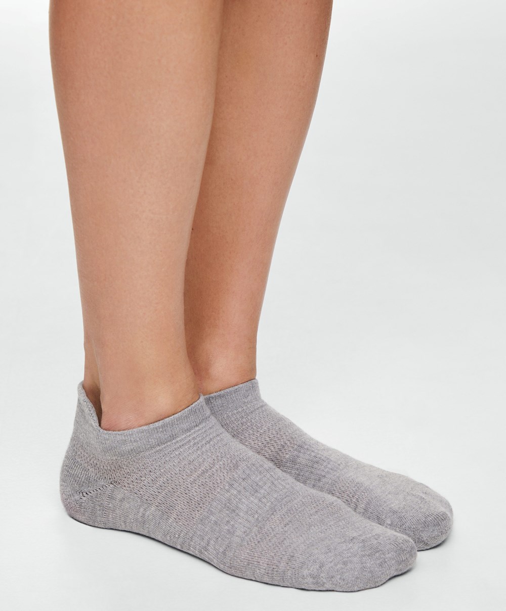 Oysho 3 Pairs Of Pamut Sports Trainer Socks Szürke | LFPSUI-753