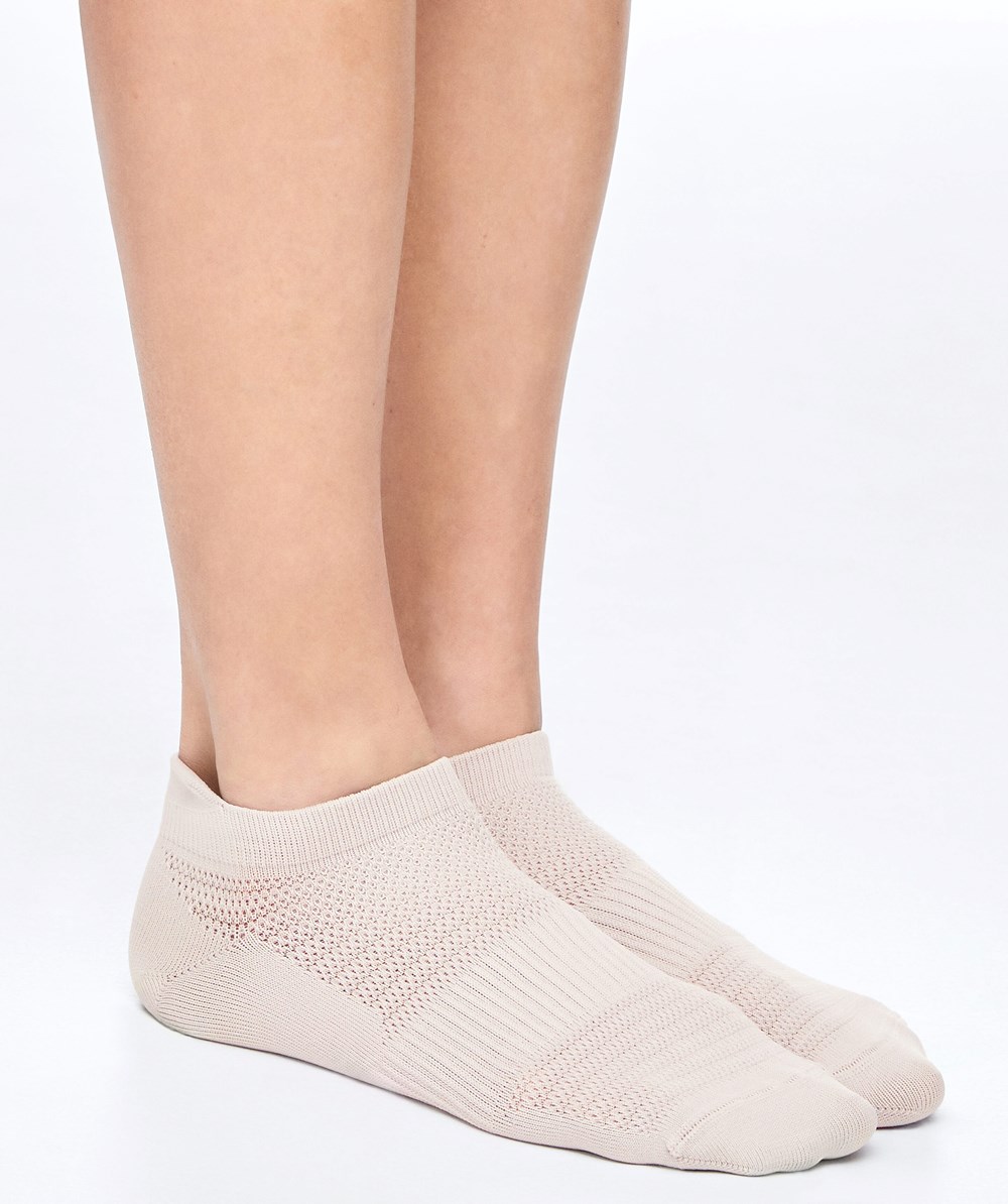 Oysho 3 Pairs Of Polyamide Sports Sneaker Socks Soft Mauve | KCGPNT-985