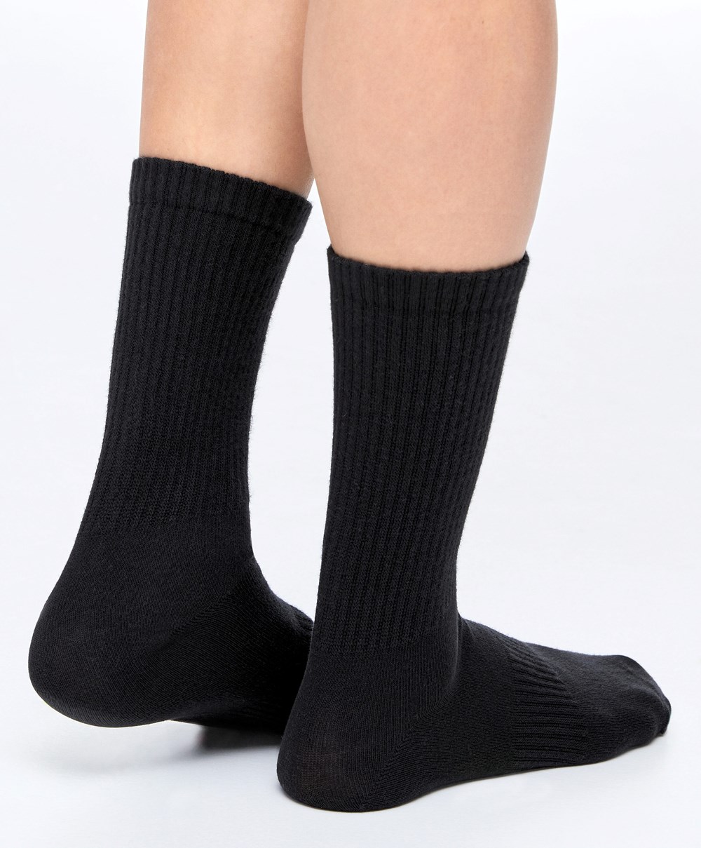 Oysho 3 Pairs Of Sports Pamut Classic Socks Fekete | LUHSMK-918