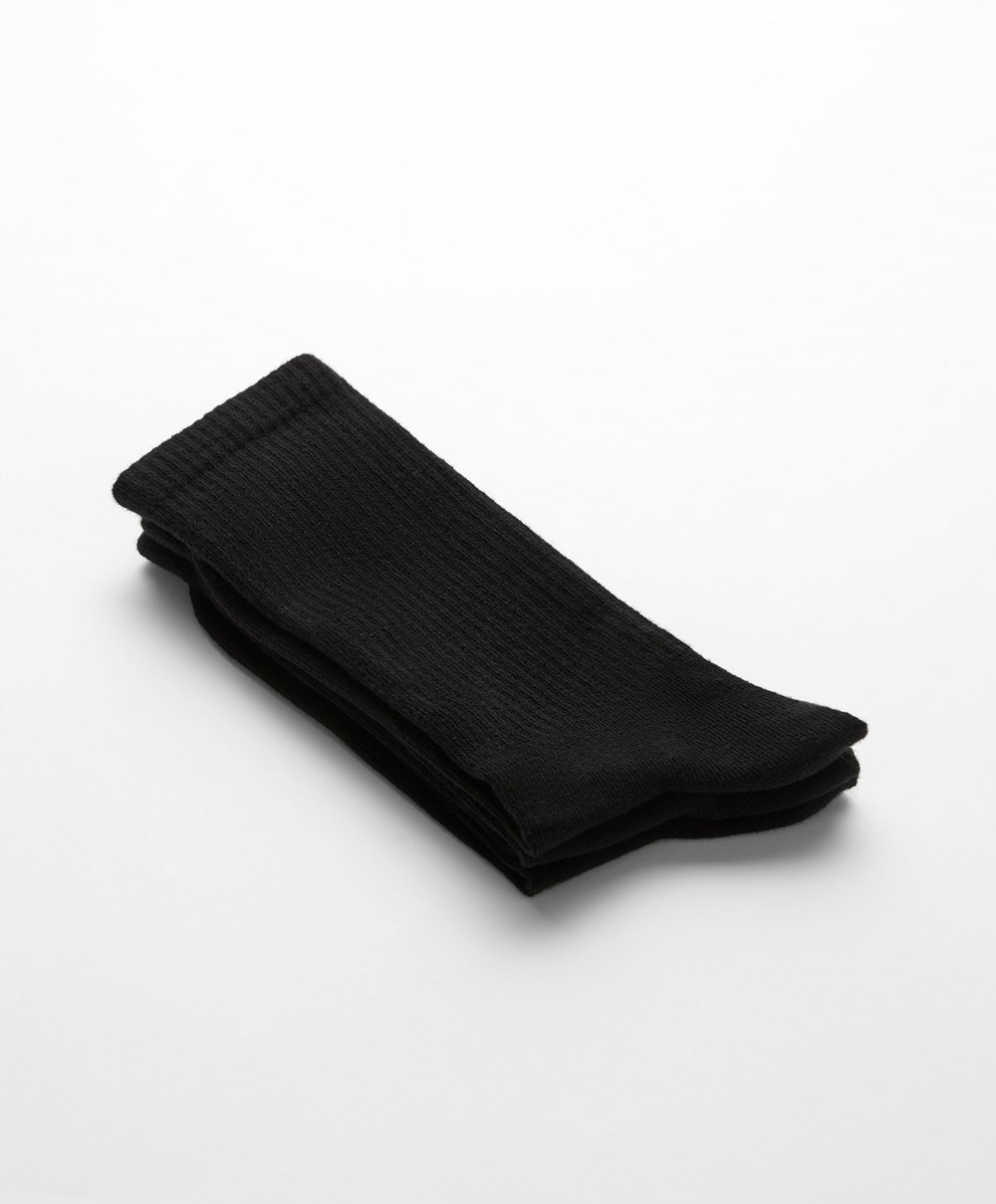 Oysho 3 Pairs Of Sports Pamut Classic Socks Fekete | LUHSMK-918