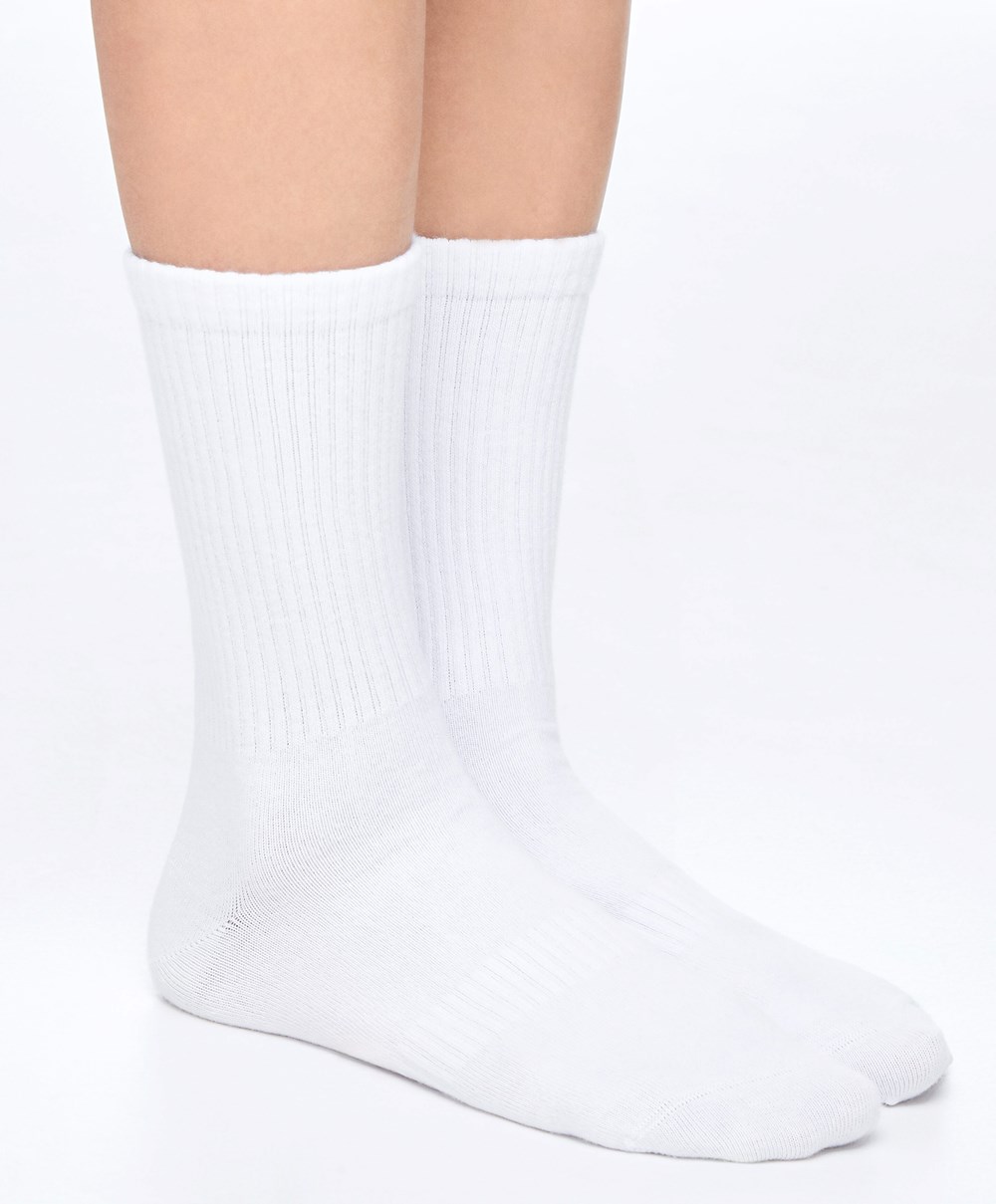 Oysho 3 Pairs Of Sports Pamut Classic Socks Fehér | VGKPLB-120