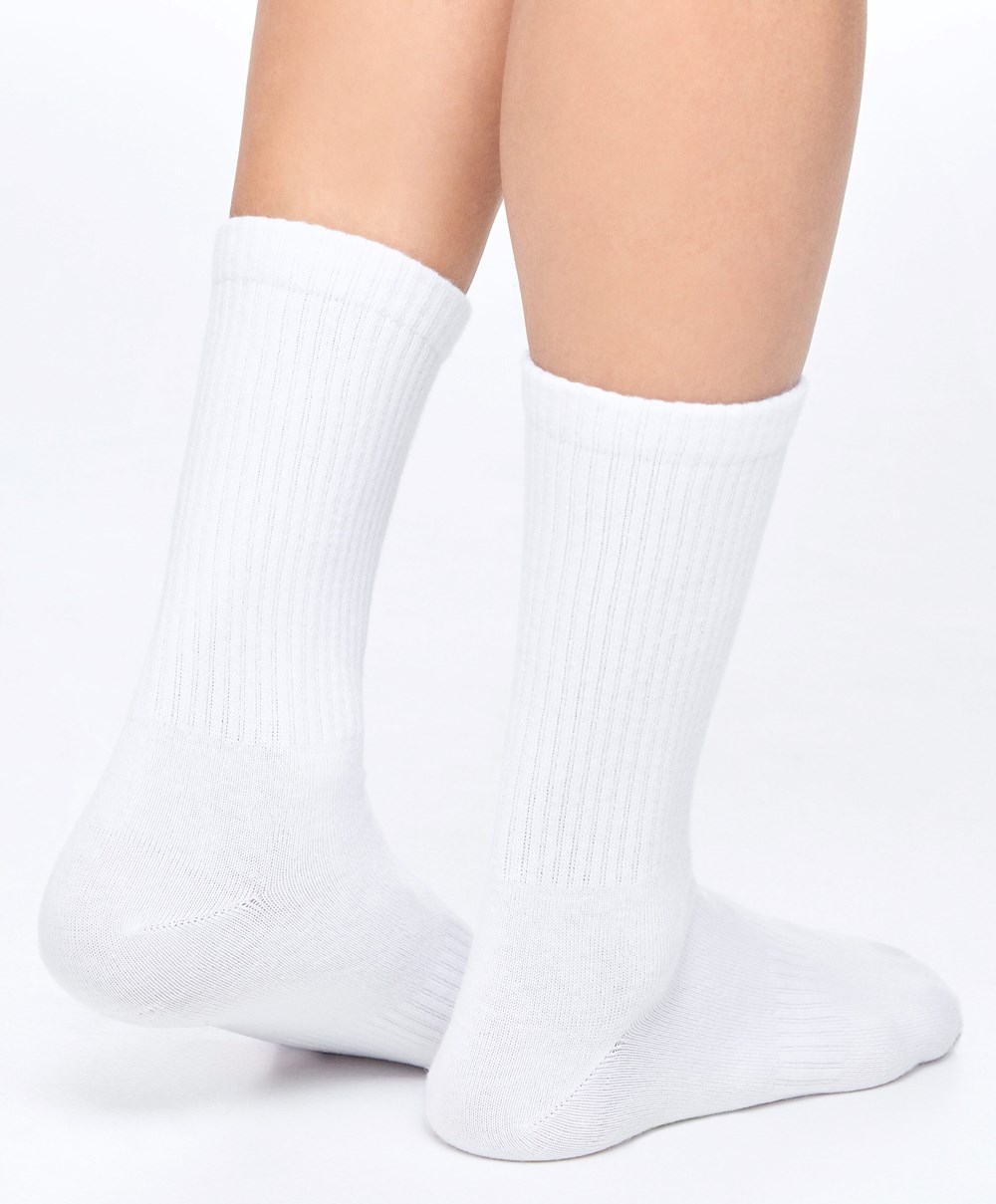 Oysho 3 Pairs Of Sports Pamut Classic Socks Fehér | VGKPLB-120