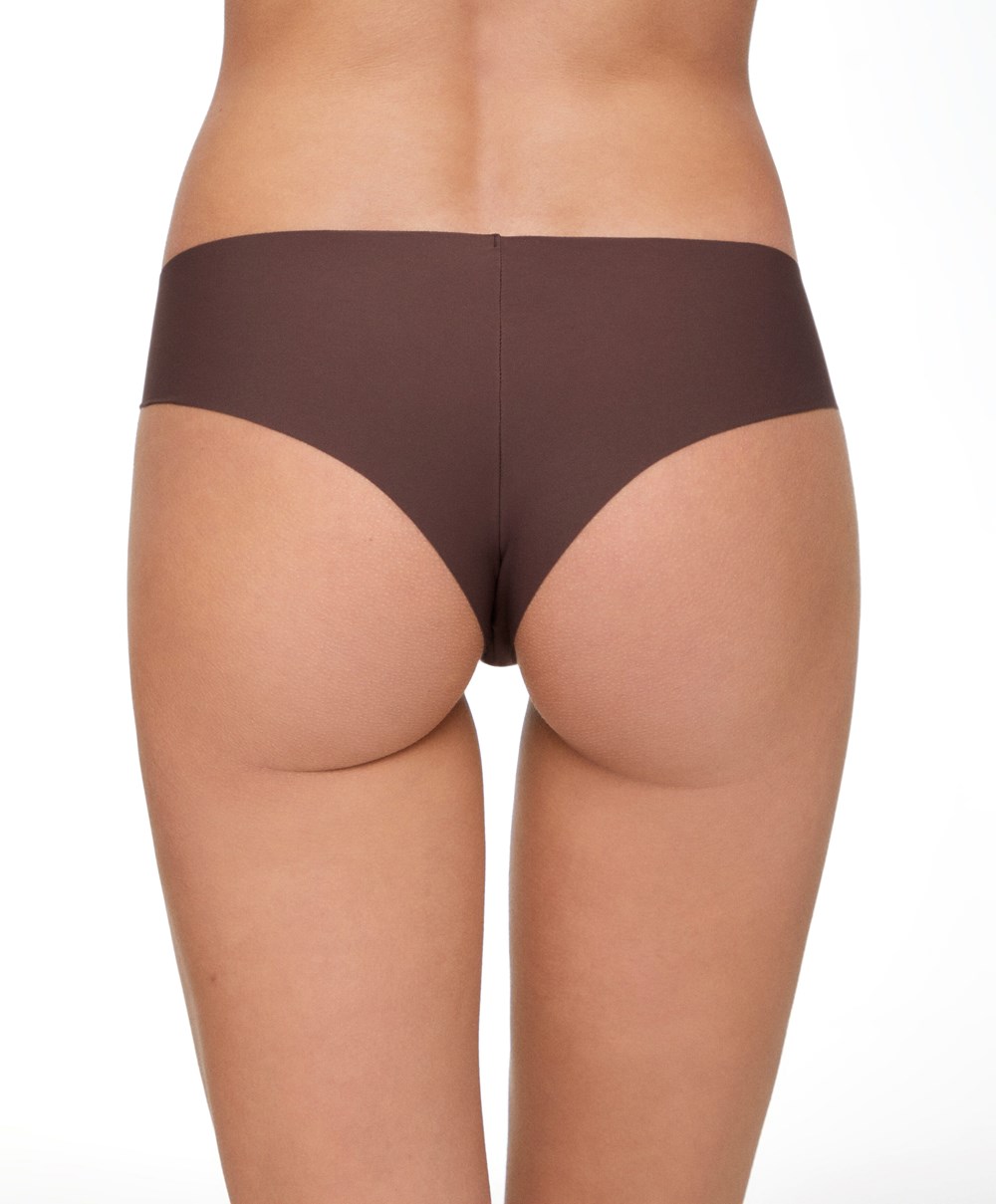 Oysho 3 Pantone™ Invisible Cheeky Brazilian Briefs Barna | PHRLZS-639