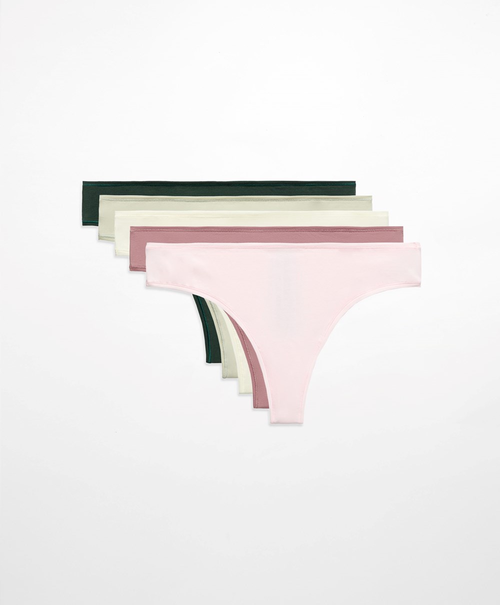 Oysho 5 Pamut Cheeky Brazilian Briefs Soft Mauve | AMQHZJ-953