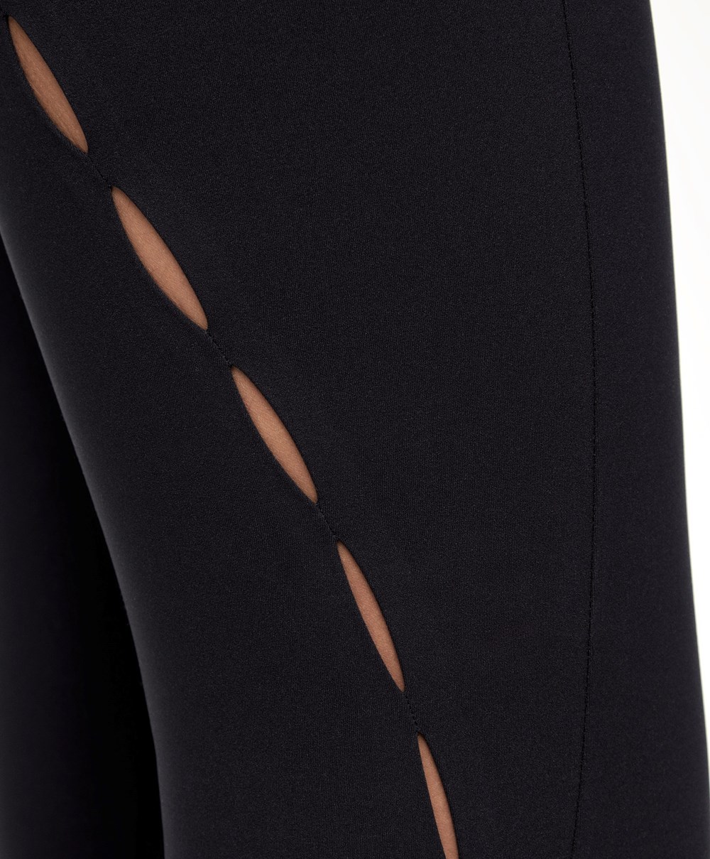 Oysho 65cm Cut-out Compressive Ankle-length Leggings Fekete | AOIZQM-102