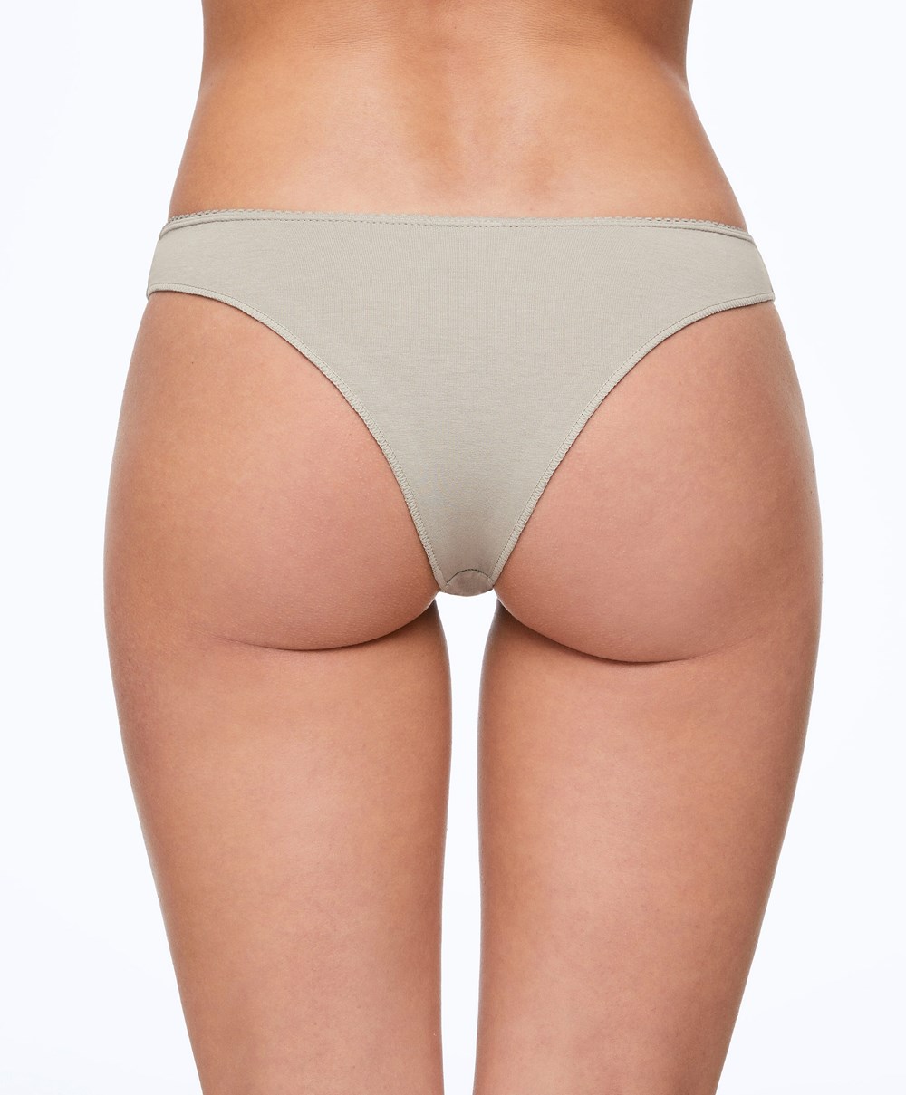 Oysho 7 Pamut Brazilian Briefs Mauve Melange | FPOWHX-417