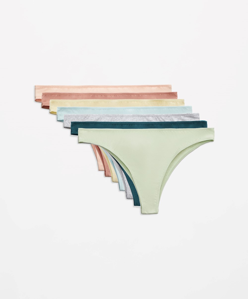 Oysho 7 Pamut Brazilian Briefs Washed Lime | LHPIWT-847