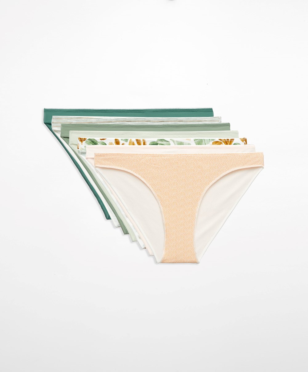 Oysho 7 Polyamide Classic Briefs Zöld | NSDHOU-490