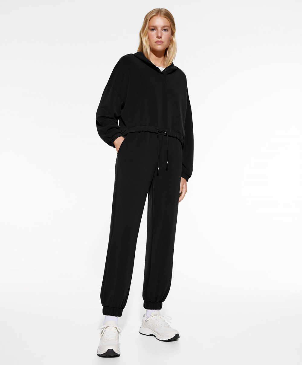 Oysho Adjustable Modal Sweatshirt Fekete | SMTVIH-905