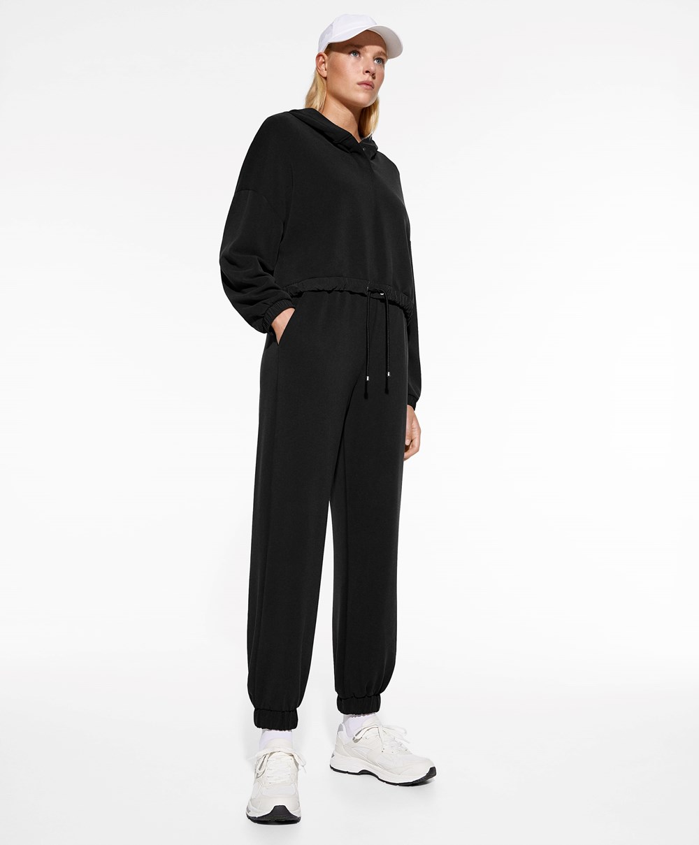 Oysho Adjustable Modal Sweatshirt Fekete | SMTVIH-905