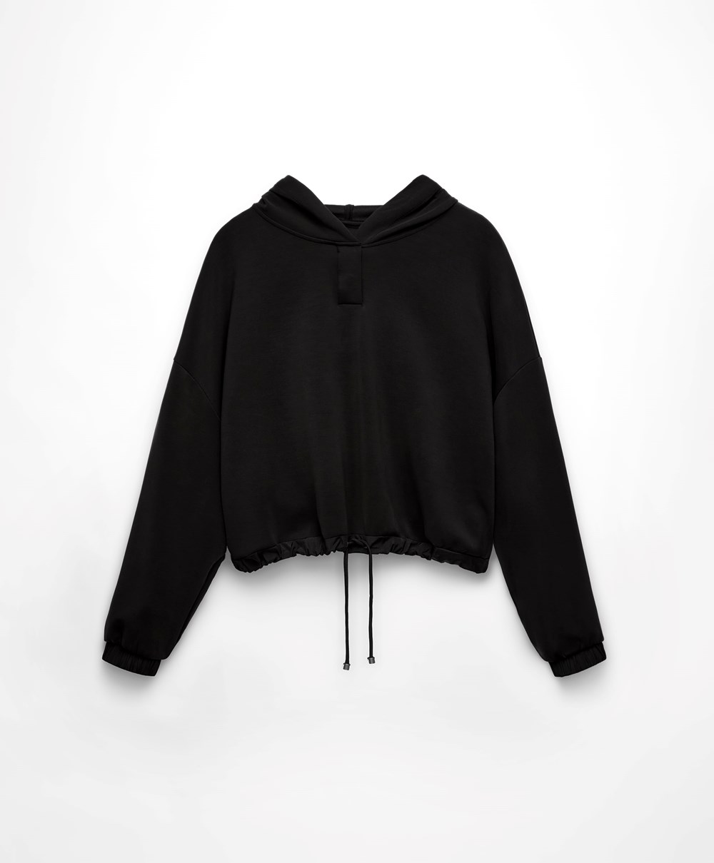 Oysho Adjustable Modal Sweatshirt Fekete | SMTVIH-905