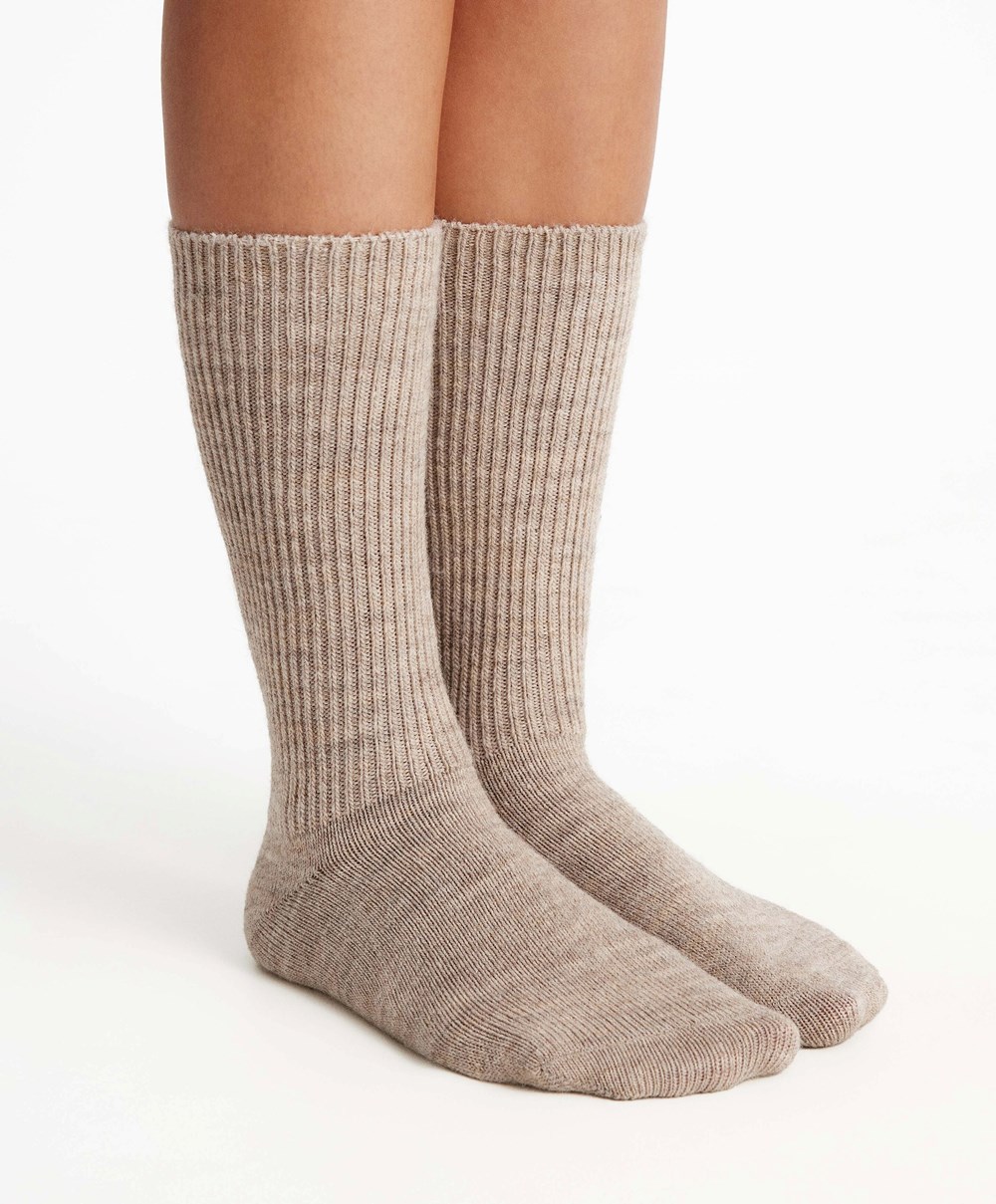 Oysho Alpaca Classic Socks Mink | IDLTVF-503