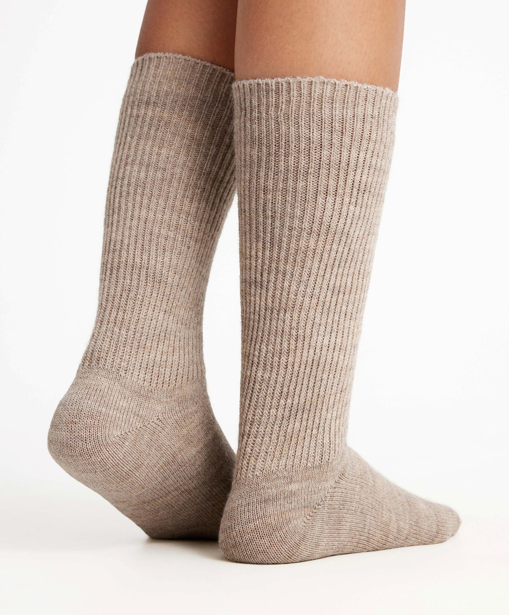 Oysho Alpaca Classic Socks Mink | IDLTVF-503