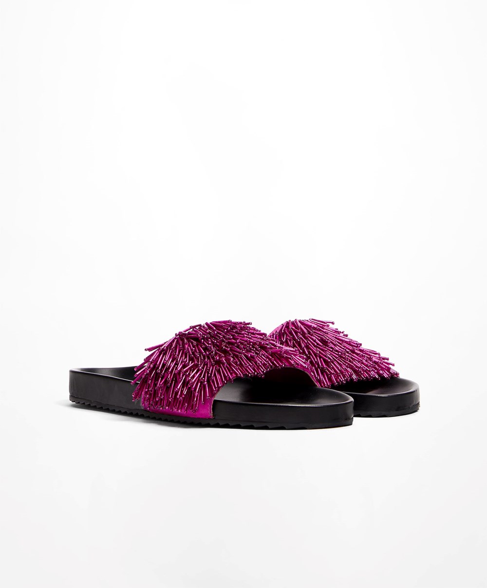 Oysho Appliqué Slides Lila | DBRXPA-340