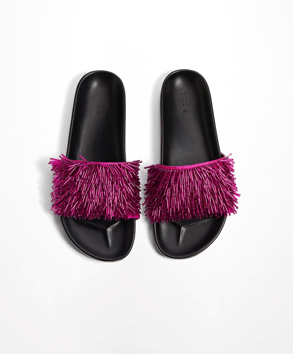 Oysho Appliqué Slides Lila | DBRXPA-340