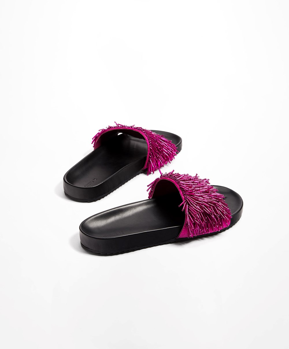 Oysho Appliqué Slides Lila | DBRXPA-340