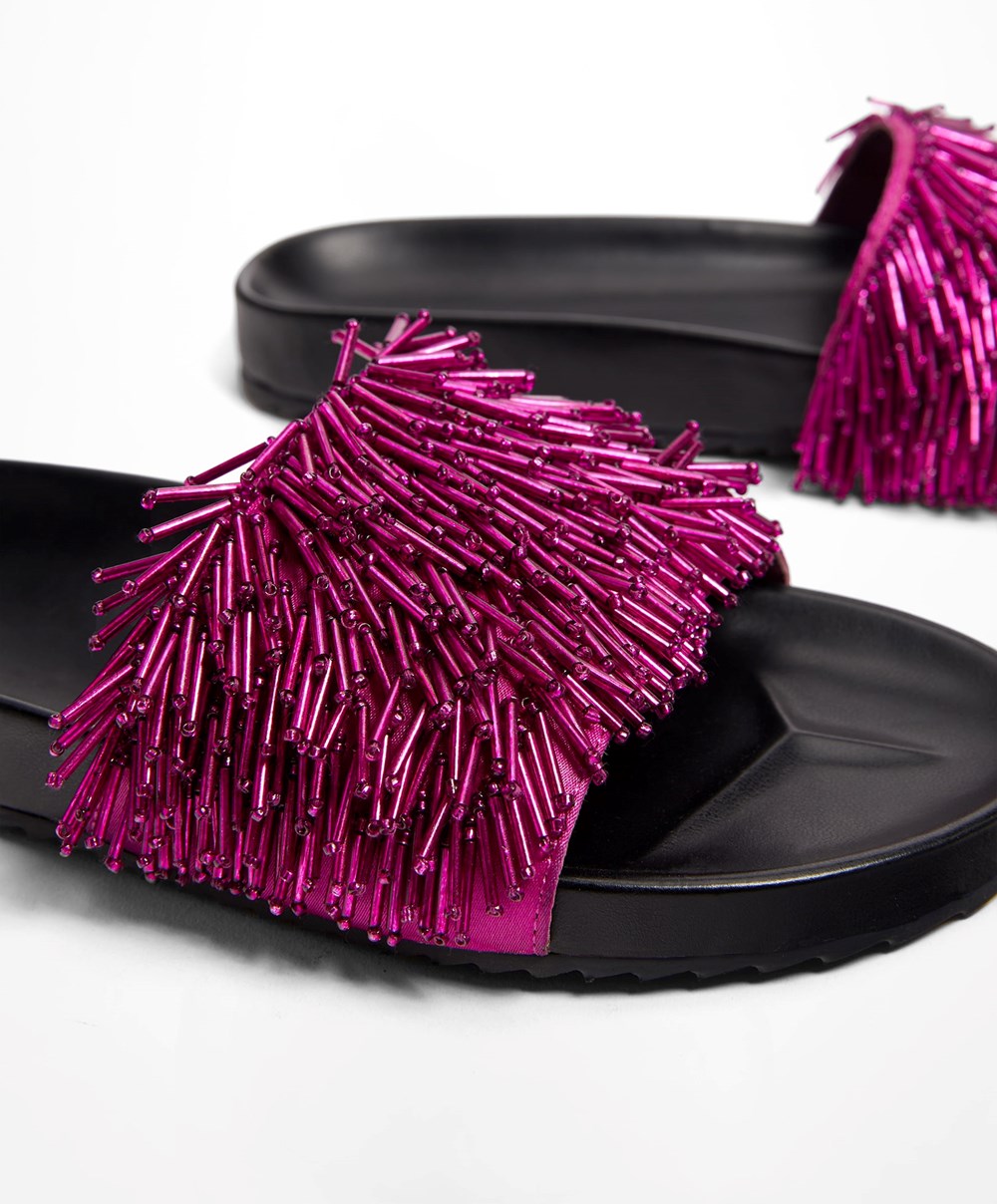 Oysho Appliqué Slides Lila | LOVZMD-026