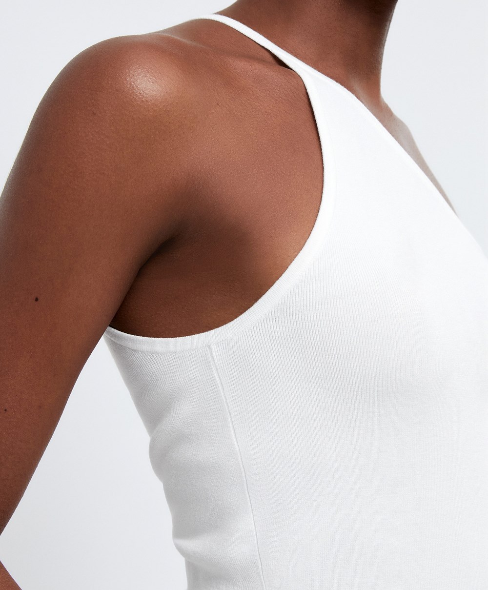 Oysho Asymmetric Knit Top Fehér | OPQFGY-304