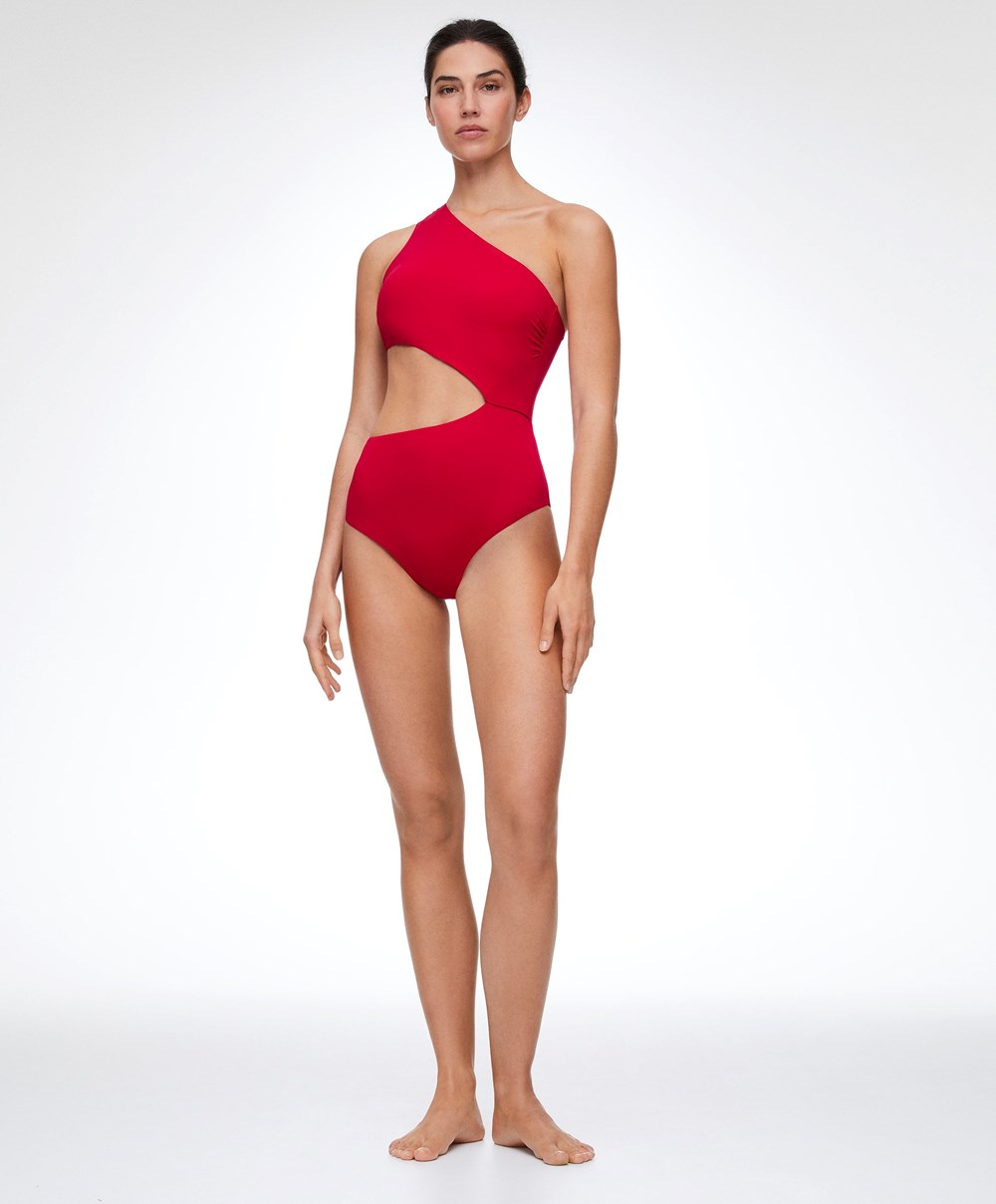 Oysho Asymmetric Trikini Piros | EUAPOD-409