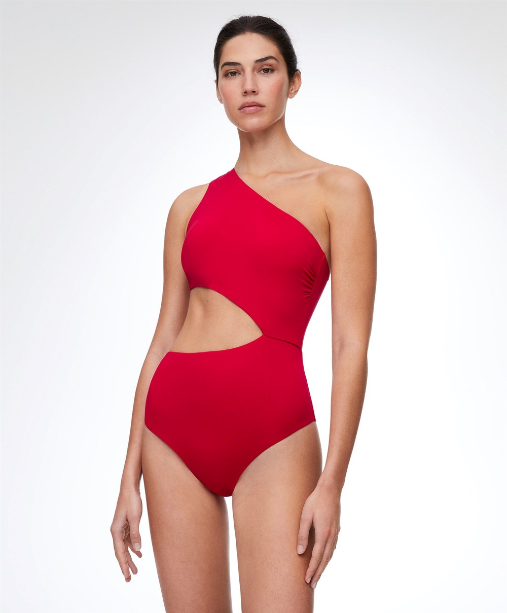 Oysho Asymmetric Trikini Piros | EUAPOD-409