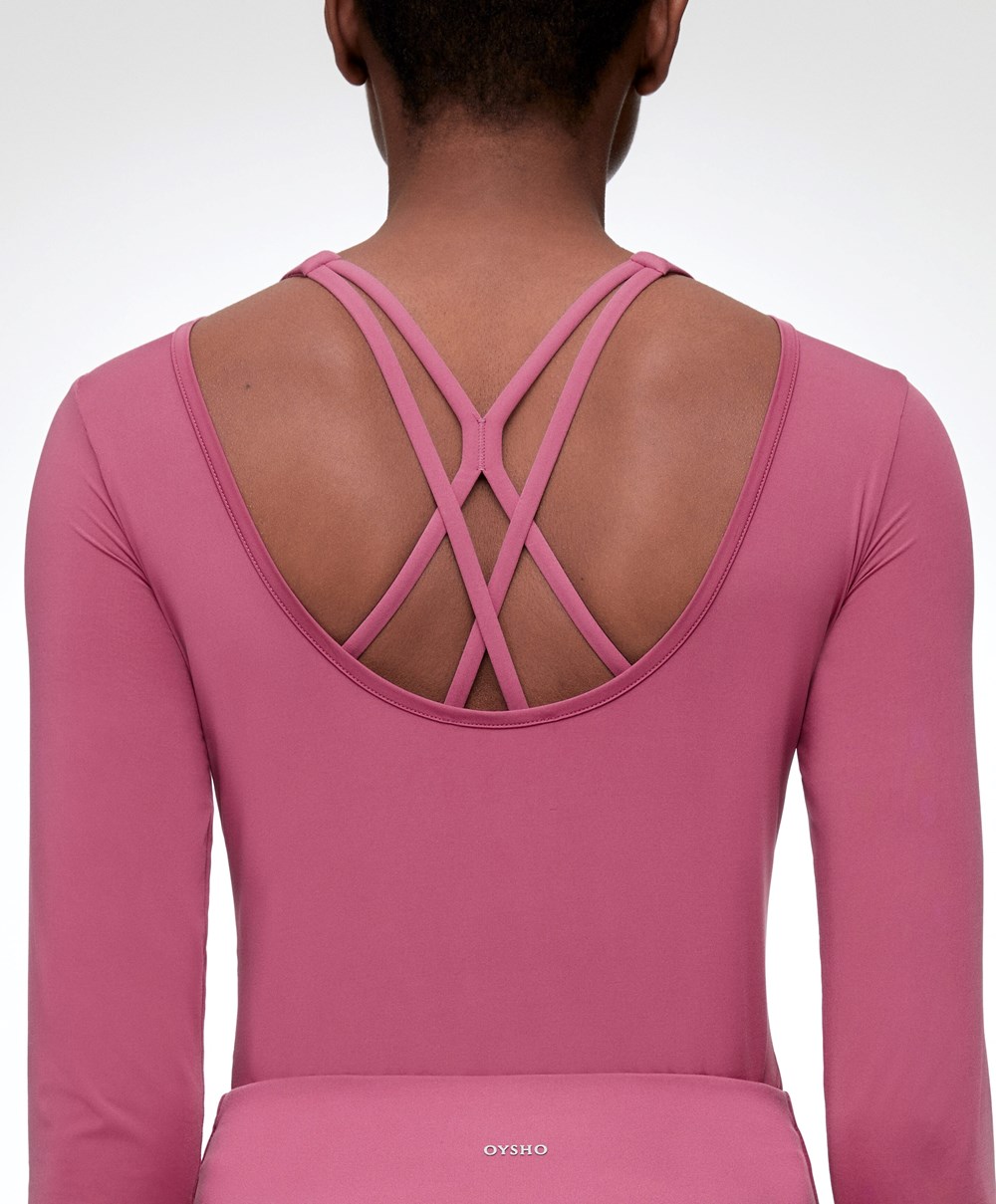 Oysho Back Detail Long-sleeved T-shirt Mid-rosette | WDCTOJ-015