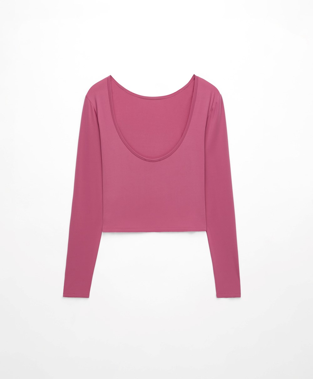 Oysho Back Detail Long-sleeved T-shirt Mid-rosette | WDCTOJ-015