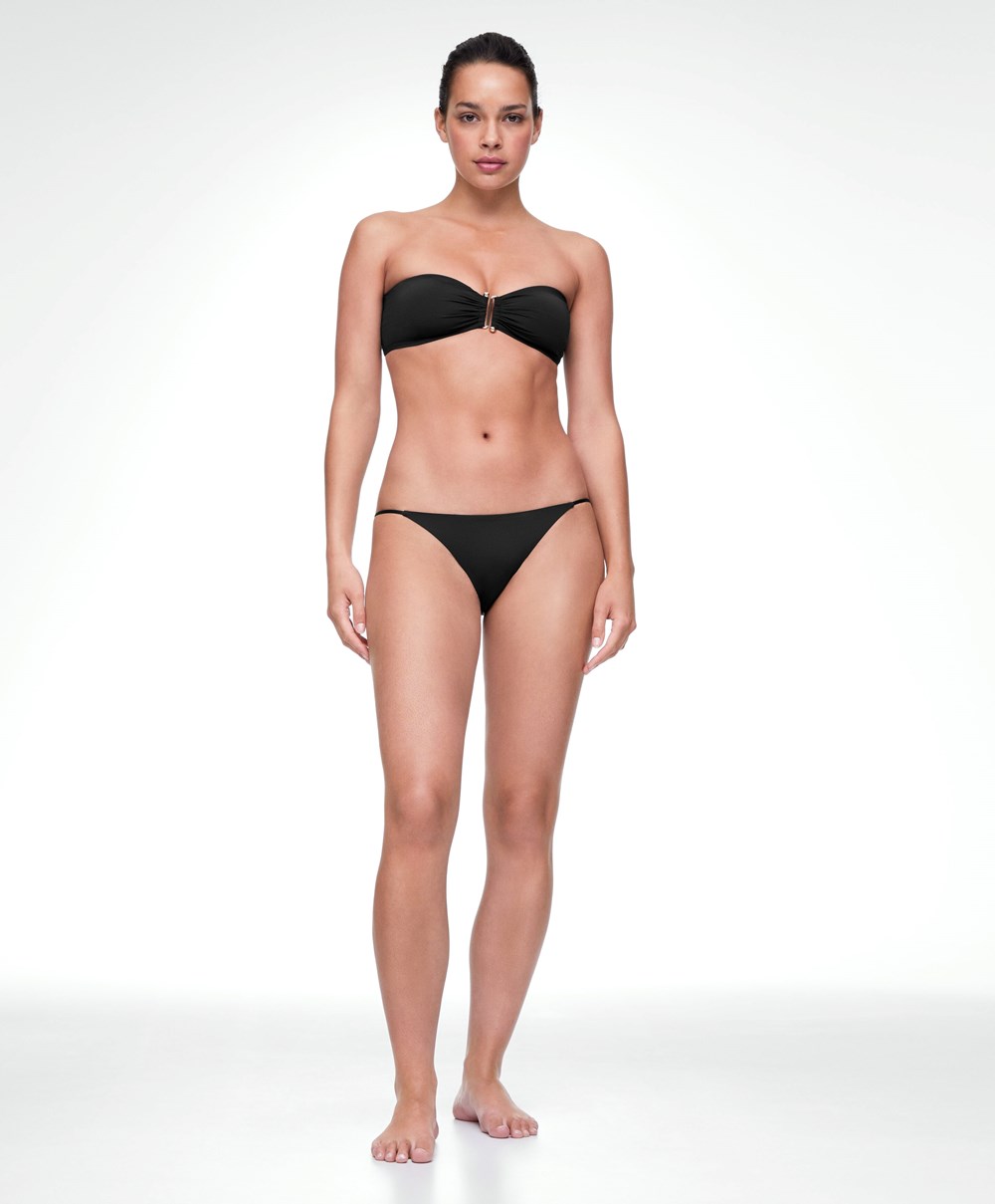 Oysho Bandeau Bikini Top Fekete | BPNTIO-851