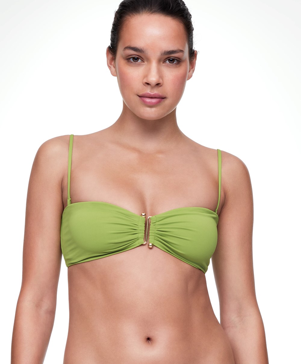 Oysho Bandeau Bikini Top Zöld | LFUTIN-987