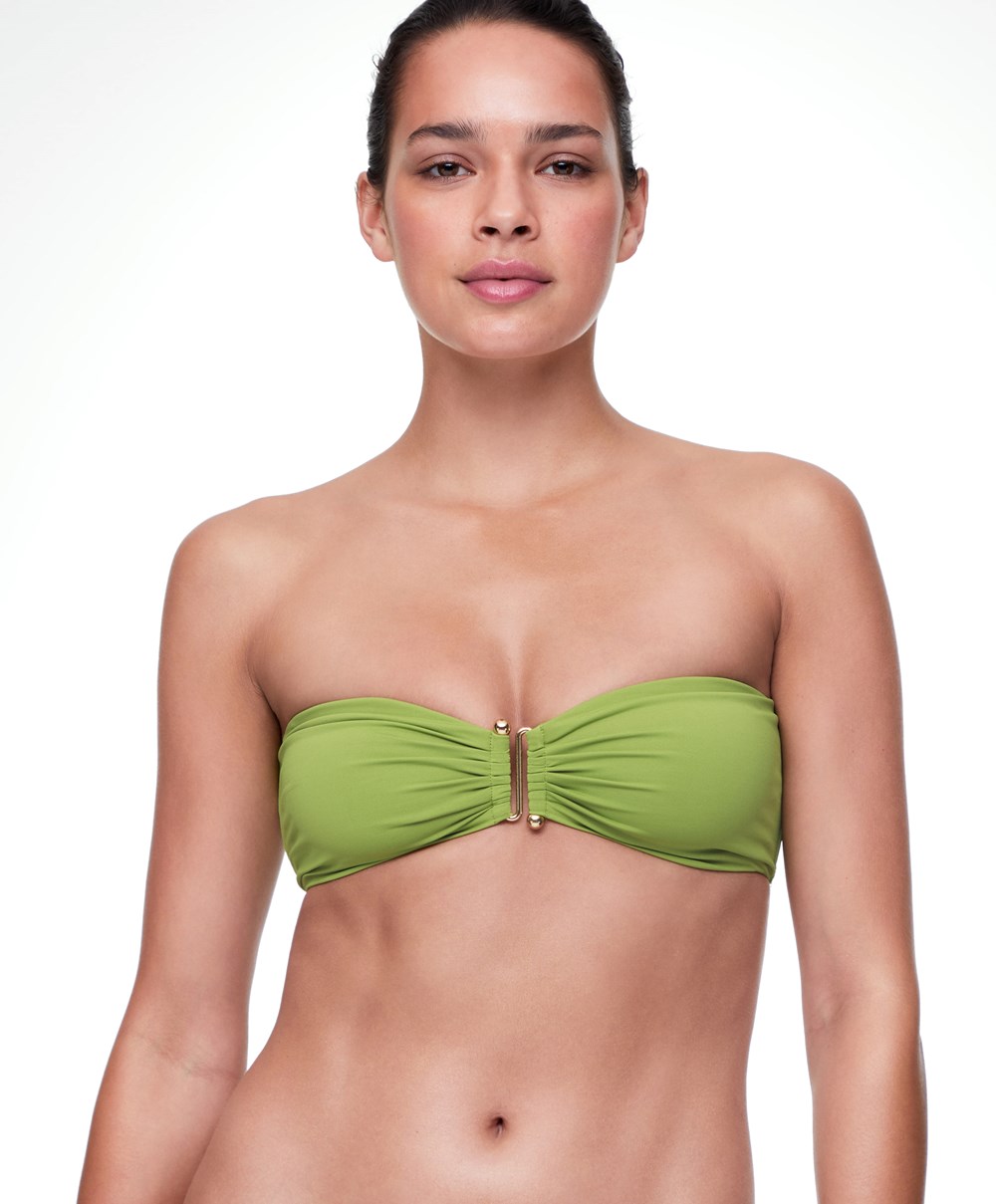 Oysho Bandeau Bikini Top Zöld | LFUTIN-987